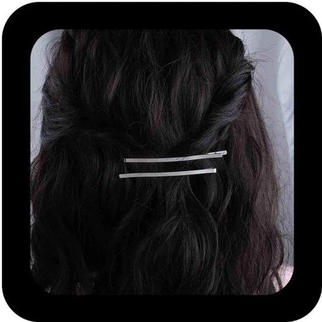Barrette cheveux côté métal rectangulaire pour coiffure bureau et fête