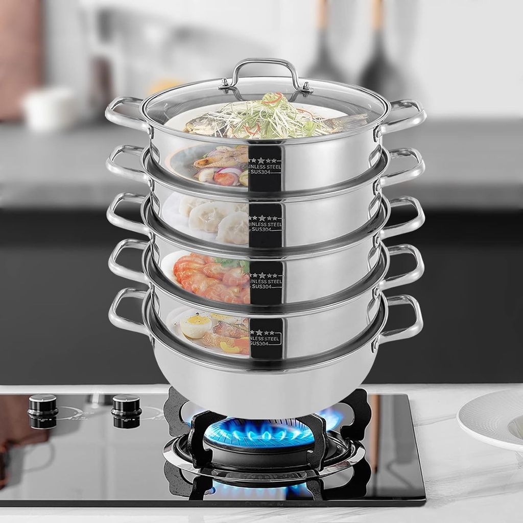 Cuiseur Vapeur En Acier Inoxydable Argent MEP121 | Maisons Du Monde