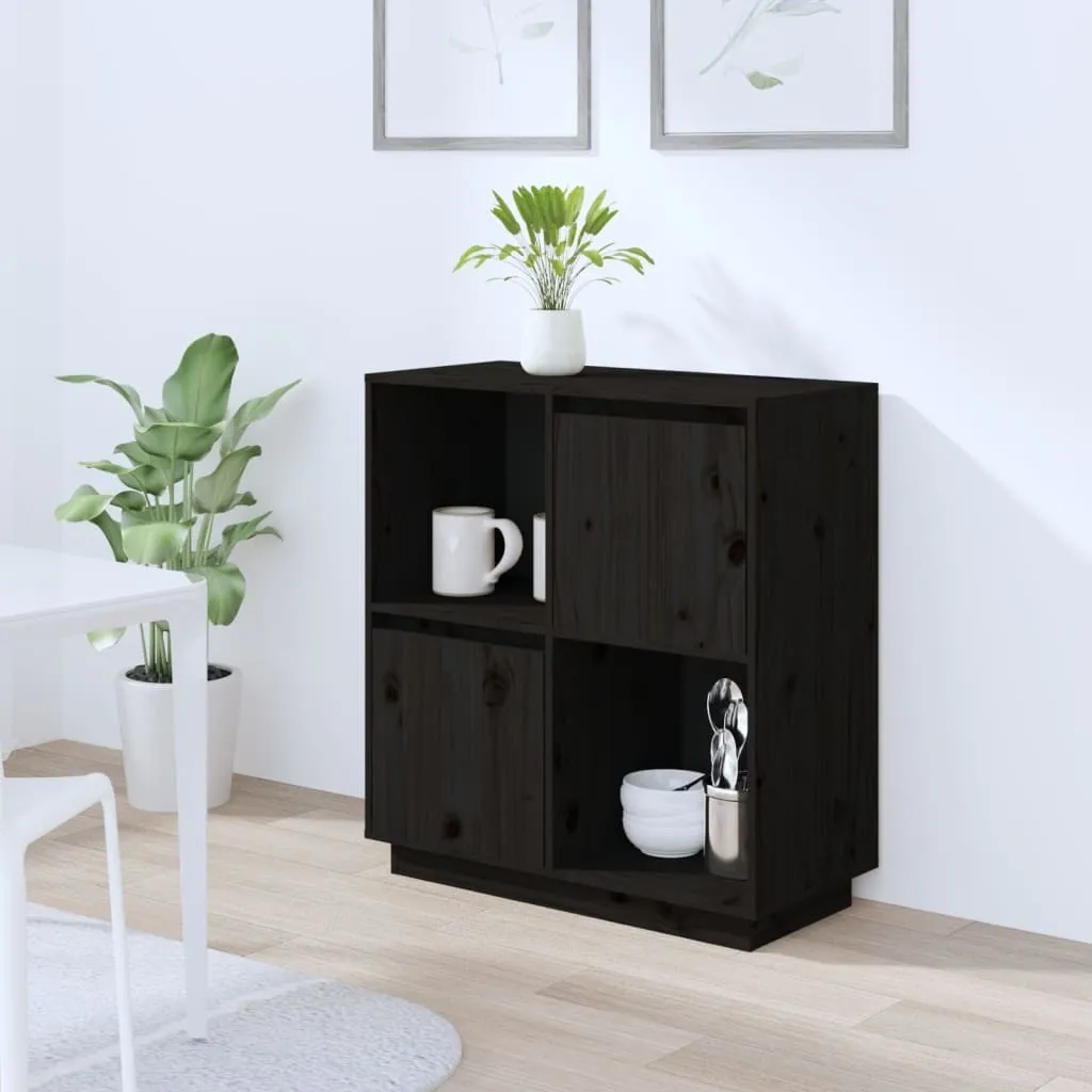 Offerta Credenza Nera Maison Exclusive | Legno Massello Pino 80cm