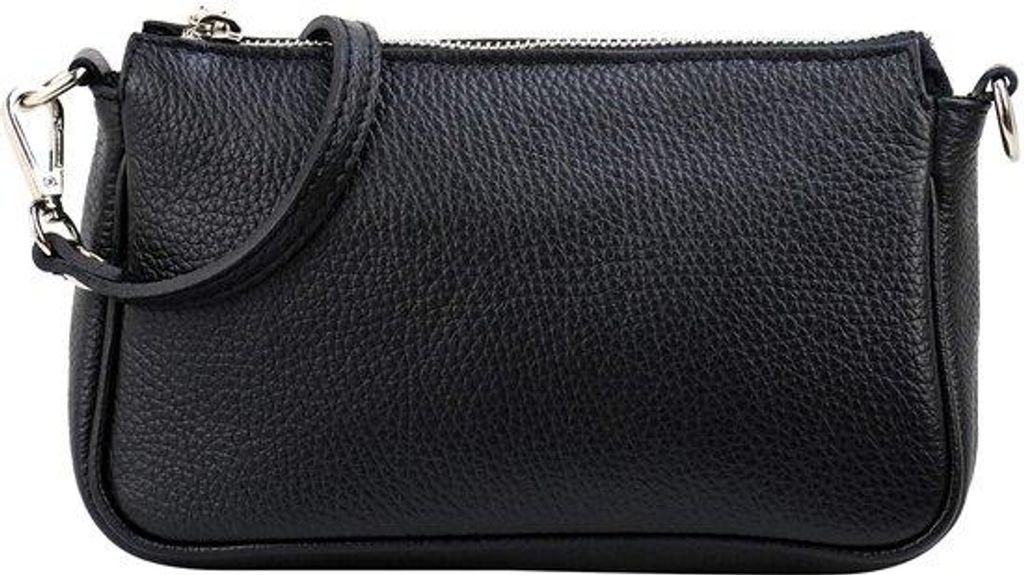 Leder Crossbody Tasche 23x13cm schwarz Kleine Abendtasche