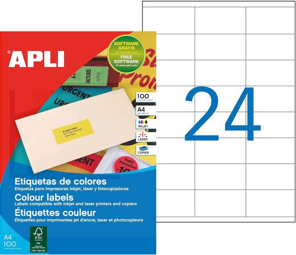 APLI Adress Etiketten 70 x 35 mm neongrün 2.400 Etiketten