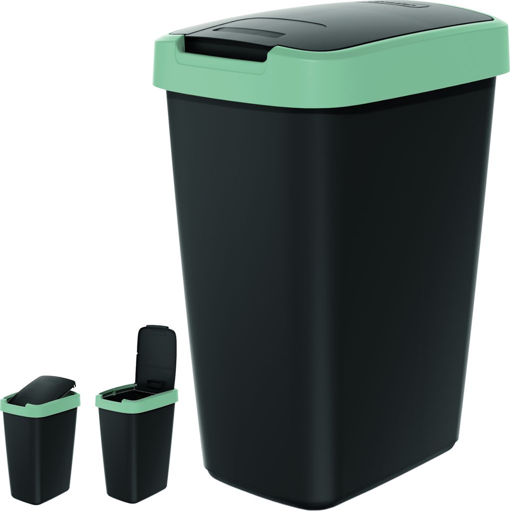 Cestino 12l con coperchio KEDEN COMPACTA Q nero con bordo Immagine del prodotto 