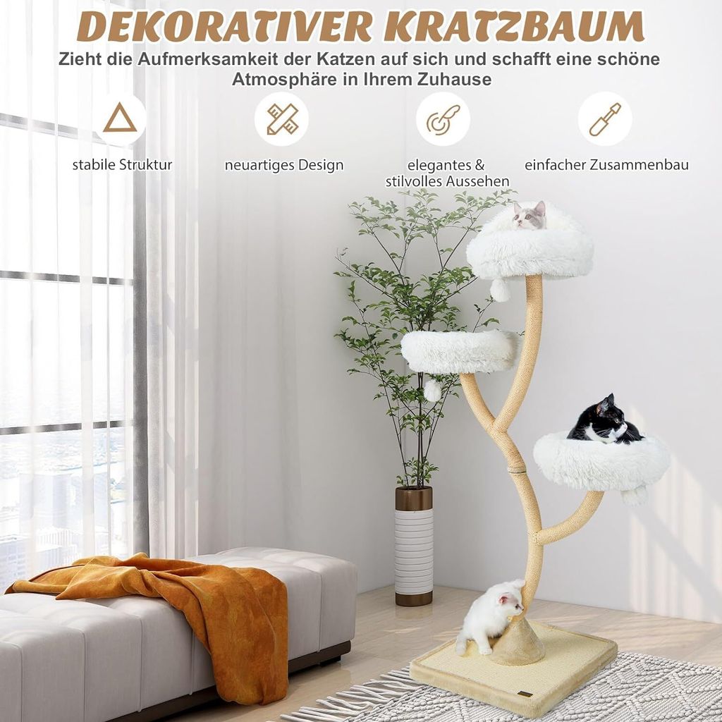 COSTWAY Kratzbaum, 178 cm Katzenbaum mit Sisal-Kratzsäulen, Produktbild 2