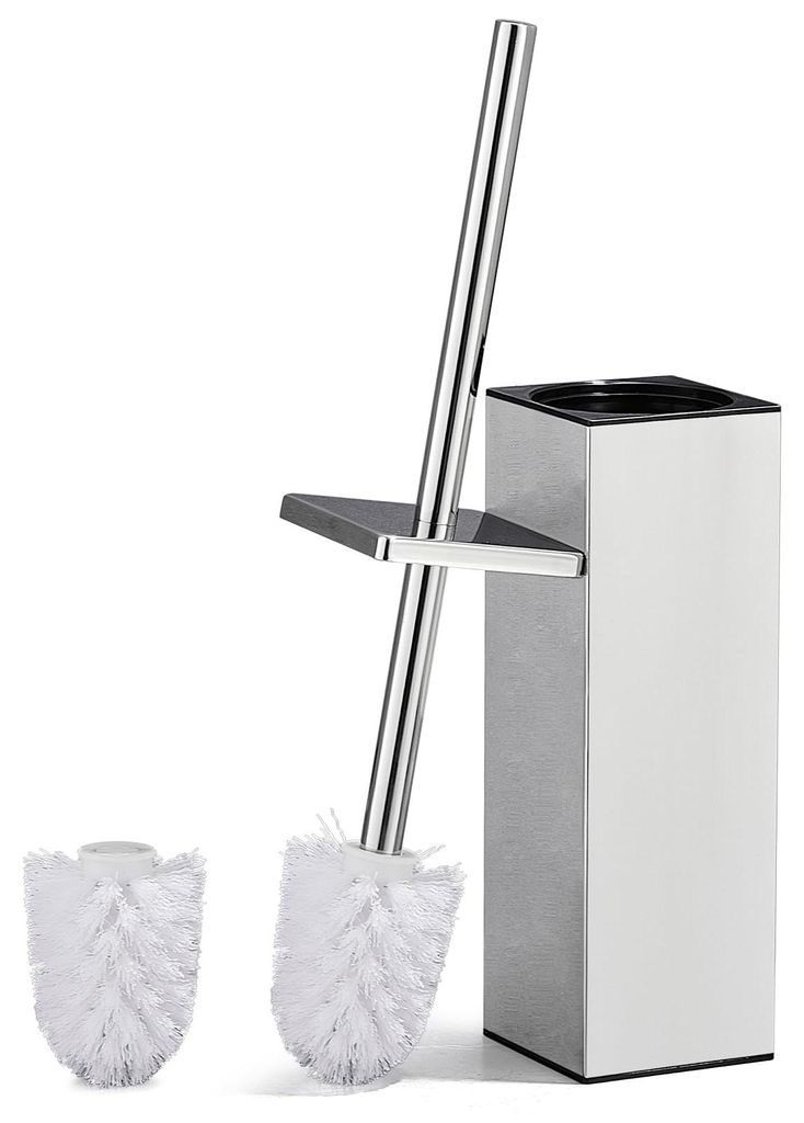 WC-Bürste und -Halter, WC-Bürste aus Edelstahl inklusive Halter und Spritzschutz, quadratisches WC-Bürstenset, freistehend mit einem zusätzlich...