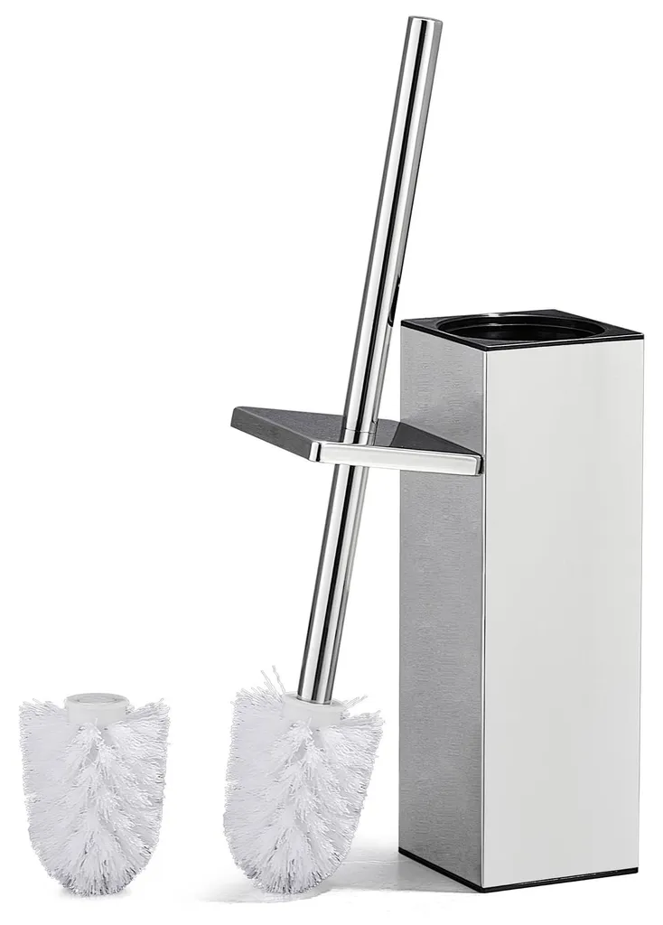 Brosse de WC en acier inoxydable carrée avec support et tête de rechange
