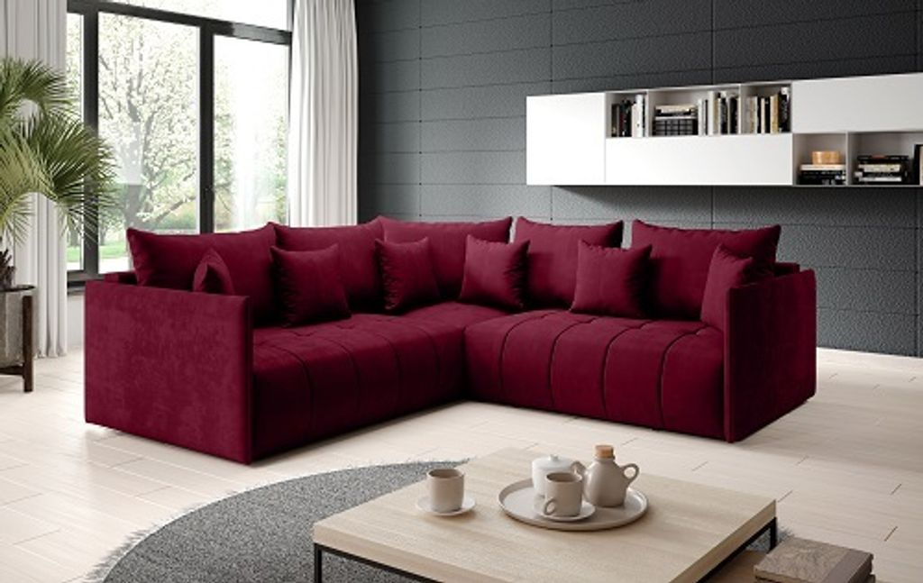 FURMEB24 - Ecksofa ASPEN L -245 x 225 cm, Sofa mit Schlaffunktion und Bettzeugablage, Ecksofa mit Kissen, fr Wohnzimmer, L-Sofa