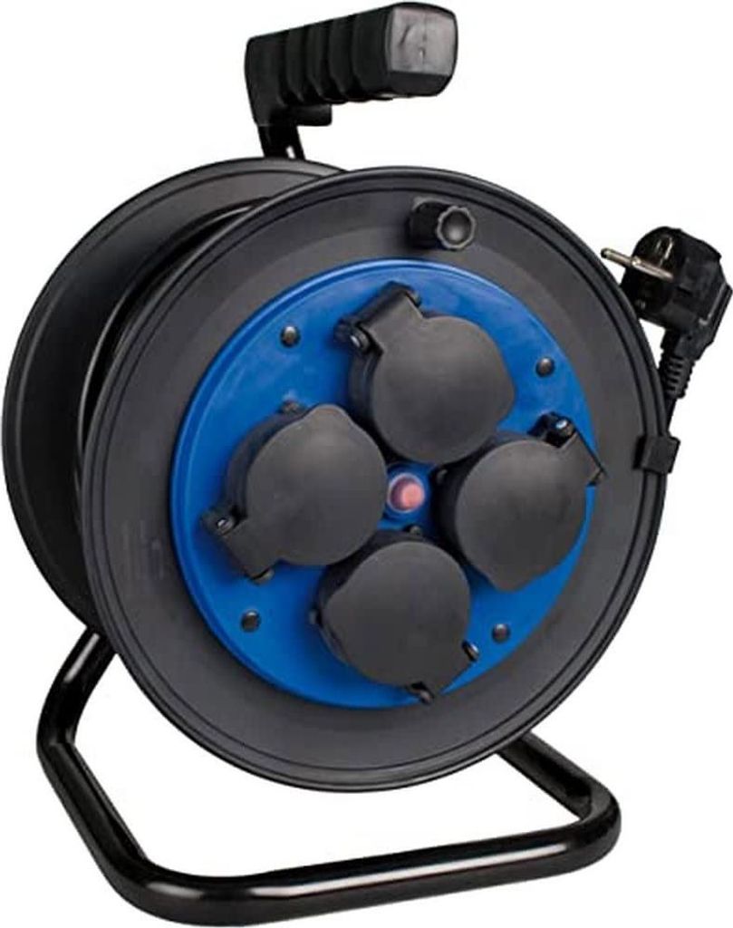 Kabeltrommel 25m 3x1,5 mit 4 zweipoligen Steckdosen mit Seite t/t ip54 solera