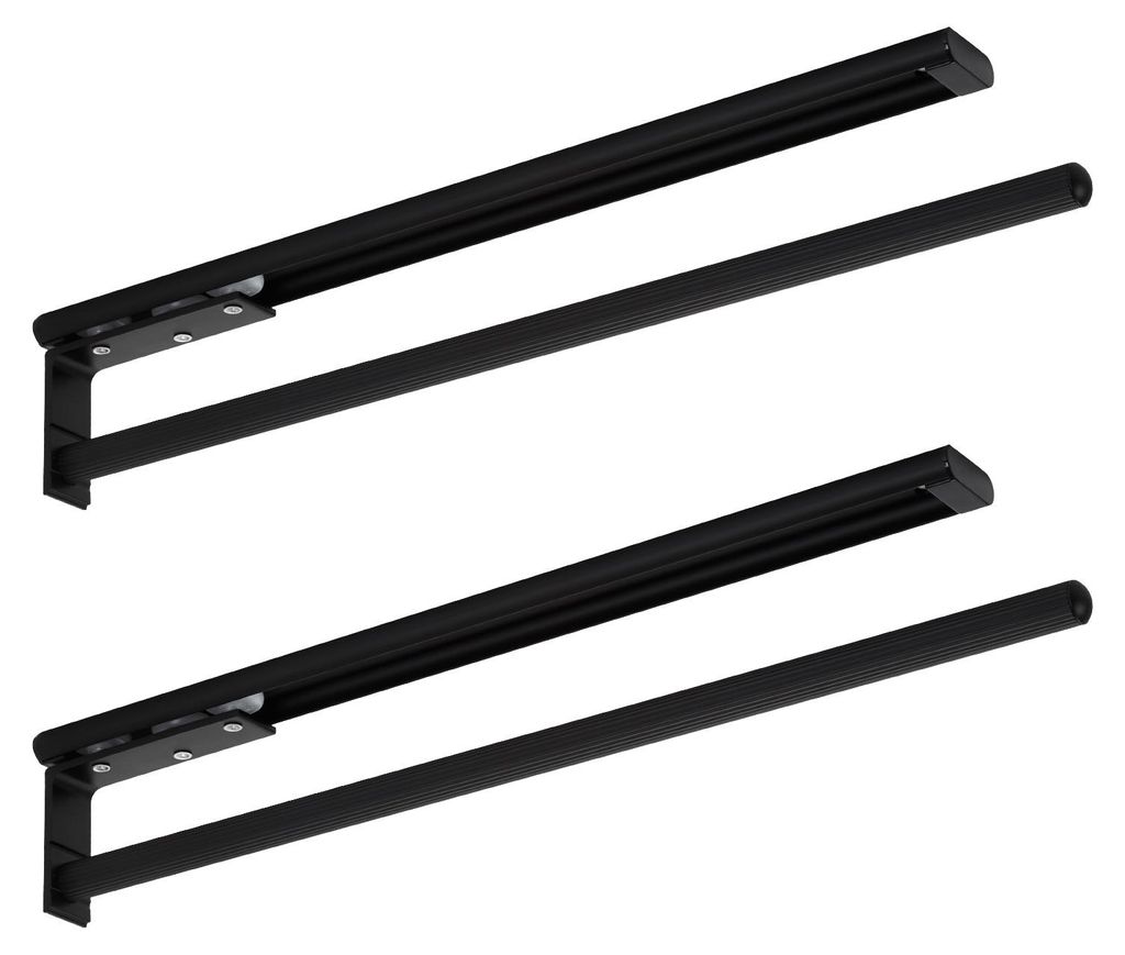 SOTECH Handtuchhalter 1-armig ausziehbar 450-730 mm schwarz matt – Handtuchstange (2 Stück)