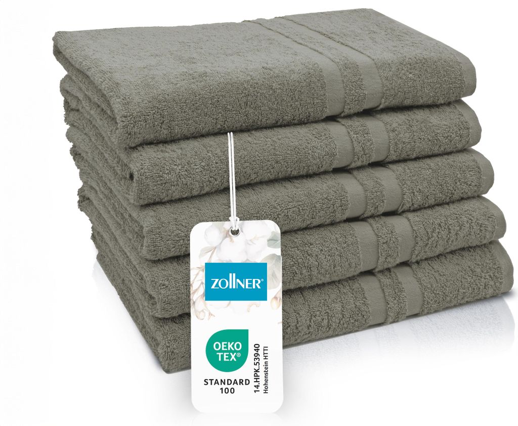 5er Set Duschtücher, 70x140 cm, taupe, 100% Baumwolle