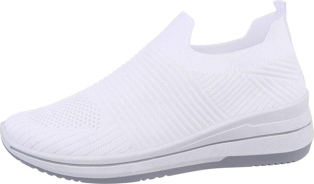 Ital-Design Damen Freizeitschuhe Textiloptik Sneakers Low 85960406 Weiß Gr. 39