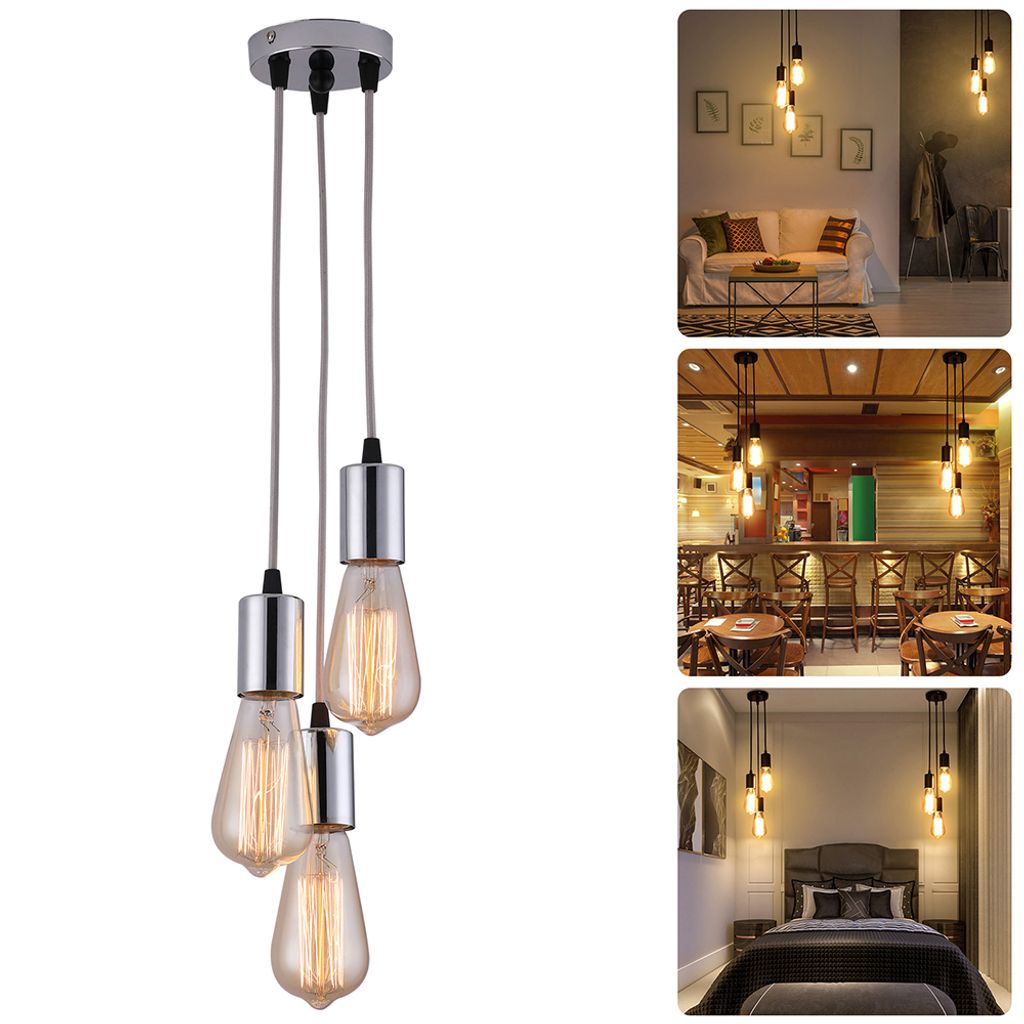 Hängelampe Lampenaufhängung Pendelleuchte E27 Vintage Kronleuchter Deckenleuchte für Küche Esszimmer Schlafzimmer Wohnzimmer Deko