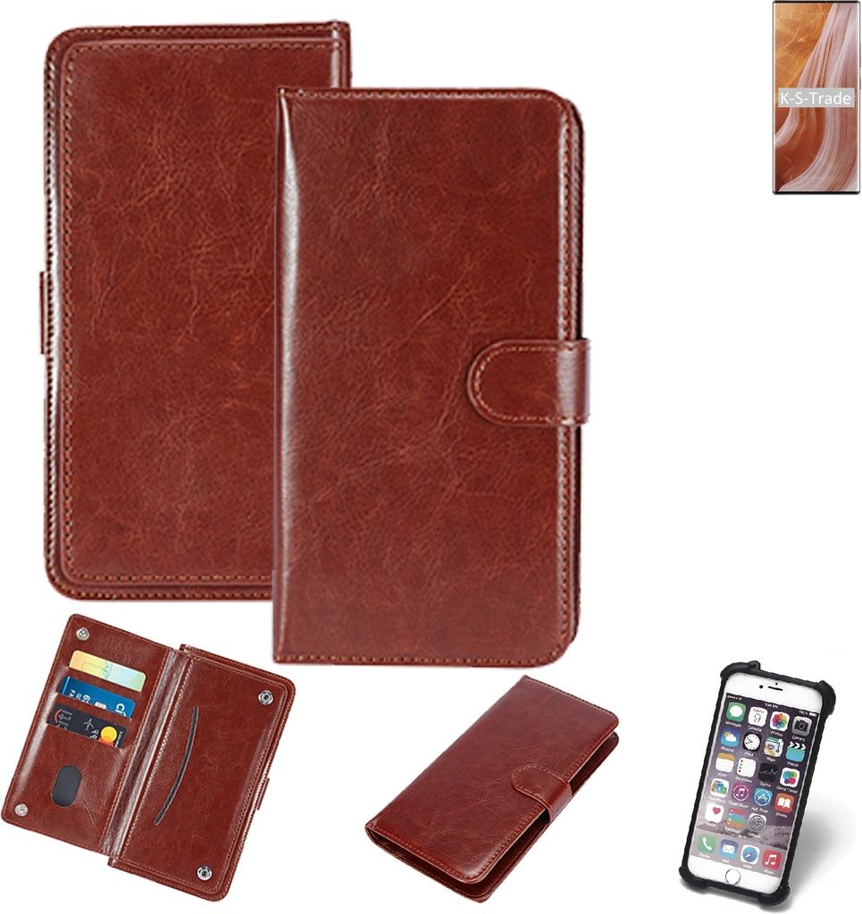 K-S-Trade 360° Hülle kompatibel mit ZTE Axon 40 Ultra braun Kunstleder Case BookCase WalletCase Kunstlederederhülle Handyhülle, Rundumschutz