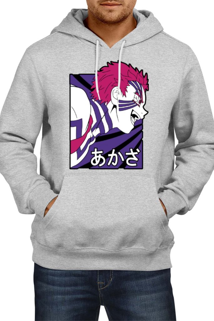 Herren Kapuzenpullover Anime Manga Demon Anime Slayer Akaza 03 Upper Rank Akaza, Man S / Grau