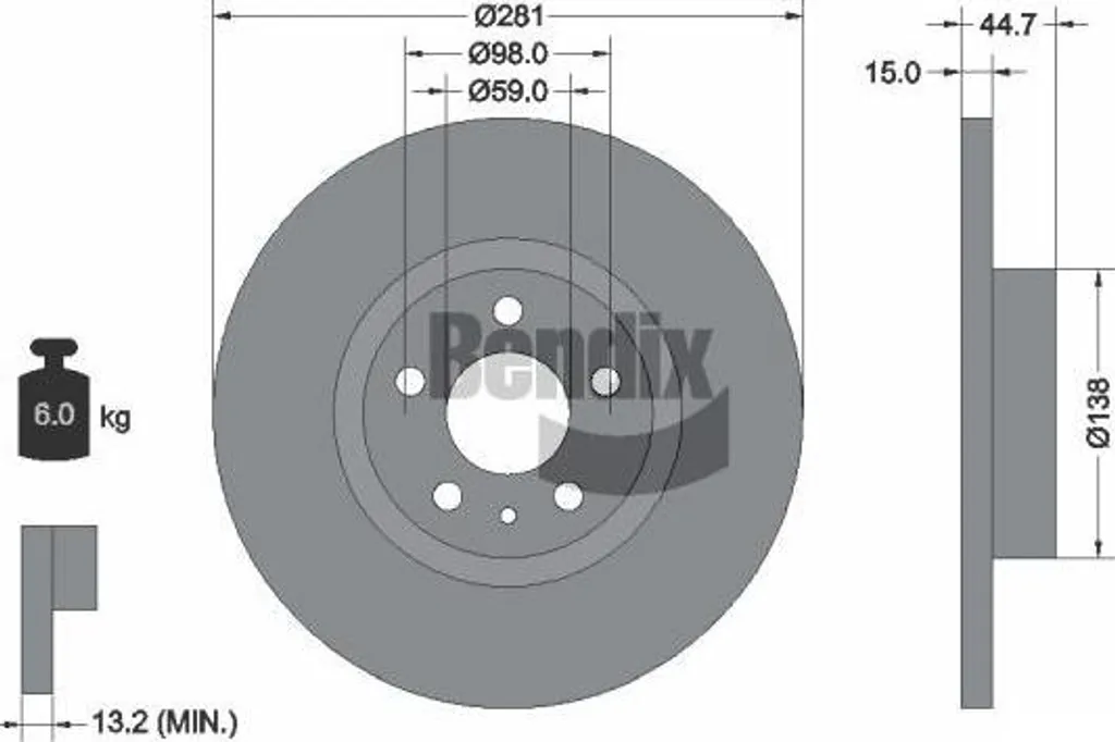 Disque de frein BENDIX BDS1456 anti-vibration pour Alfa Romeo 147 et 156