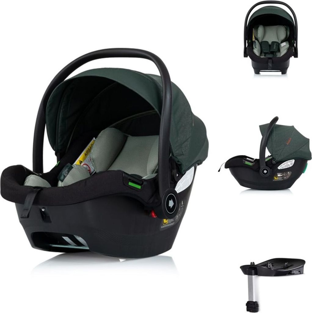 Chipolino Set Babyschale Isofix-Station Duo Smart i-Size verstellbare Kopfstütze tannengrün