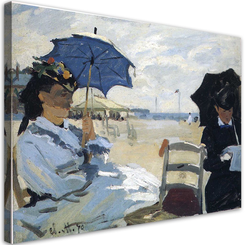 Leinwandbild Der Strand von Trouville - Claude Monet 120x80 Feeby Bunt bild für die wand bereit zum aufhängen