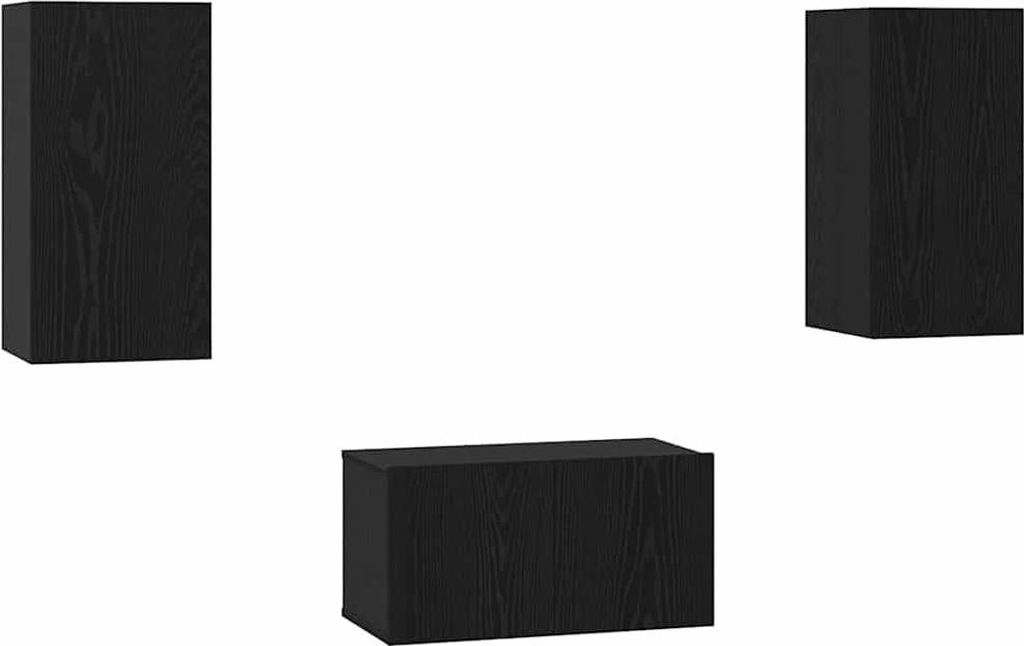 TV-Schrankset 3 pcs Schwarz Eichen-Optik Holzwerkstoff