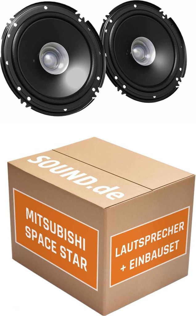 Lautsprecher Boxen Einbaupaket hinten JVC CS-J610X passend für Mitsubishi Space Star | 2x Tief-Mitteltöner mit integriertem Hochtöner 300W MAX