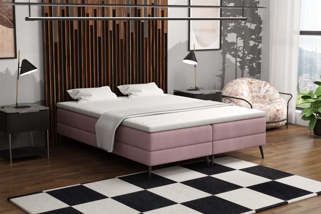 Boxspringbett Schlafzimmerbett BREST 180x200cm Stoff Soro Rosa