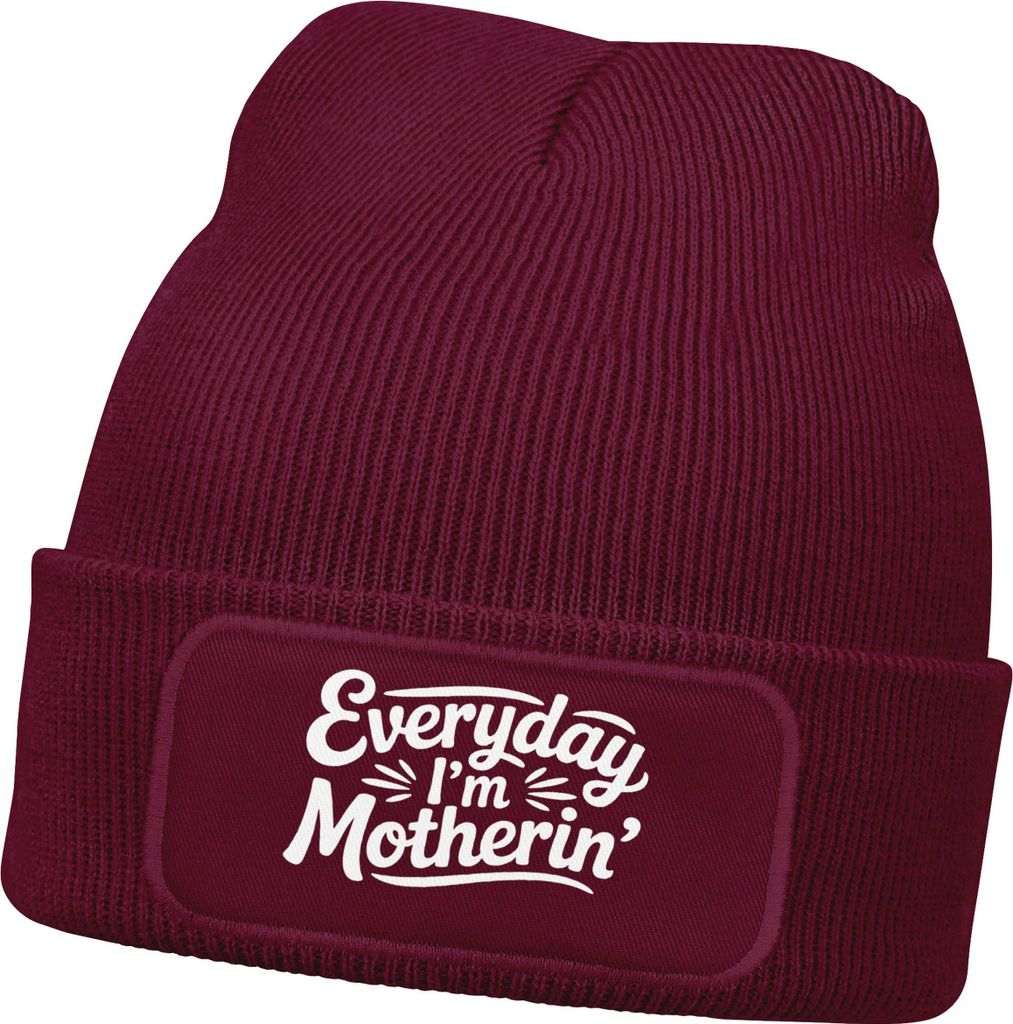 Damen Beanie Patch Mom Sprüche Sarkastisch Ironie Strickmütze mit Spruch Mutter Aufdruck Lustig Damenmütze Moonworks