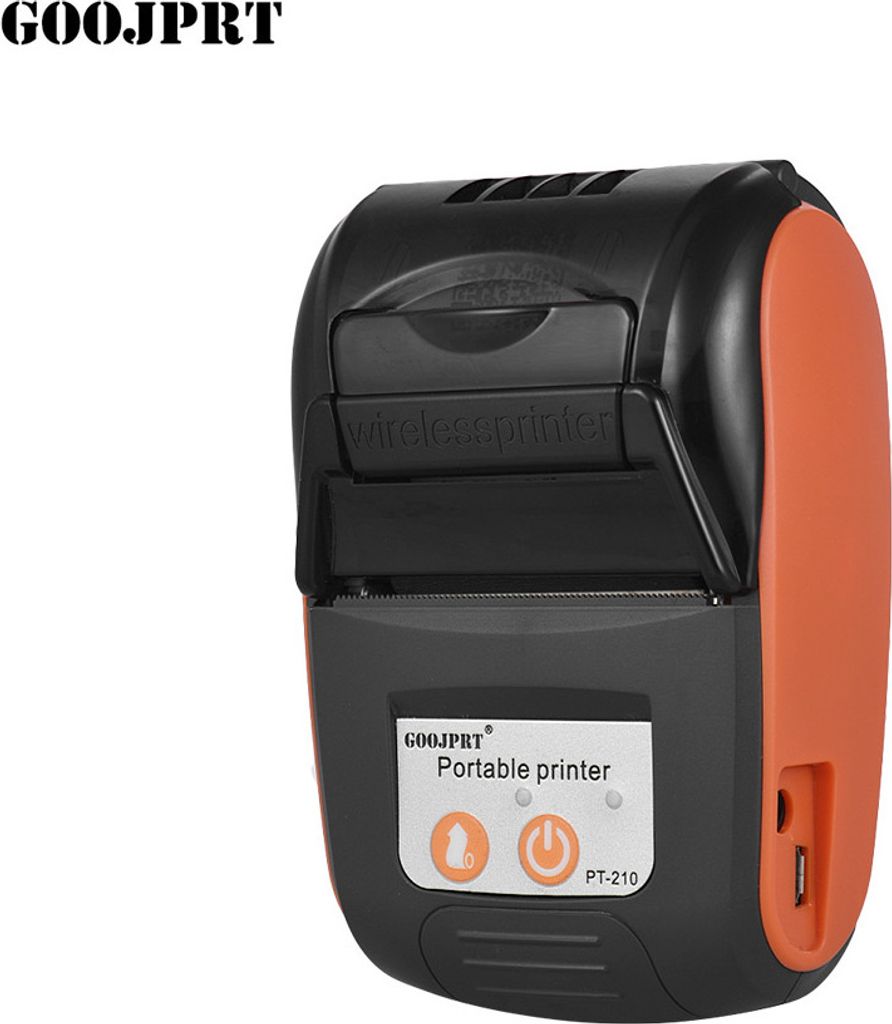 GOOJPRT PT-210 Tragbarer 58-mm-Thermodruck Etikettendrucker Etikettendrucker Belegdrucker mit Bluetooth-Verbindung, Orange