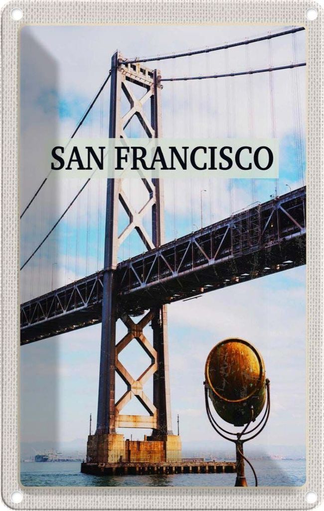 vianmo Blechschild 18x12 cm San Francisco Alcatraz Brücke Meer Bildmotiv Reisemotiv Abenteuer Reisen Urlaub