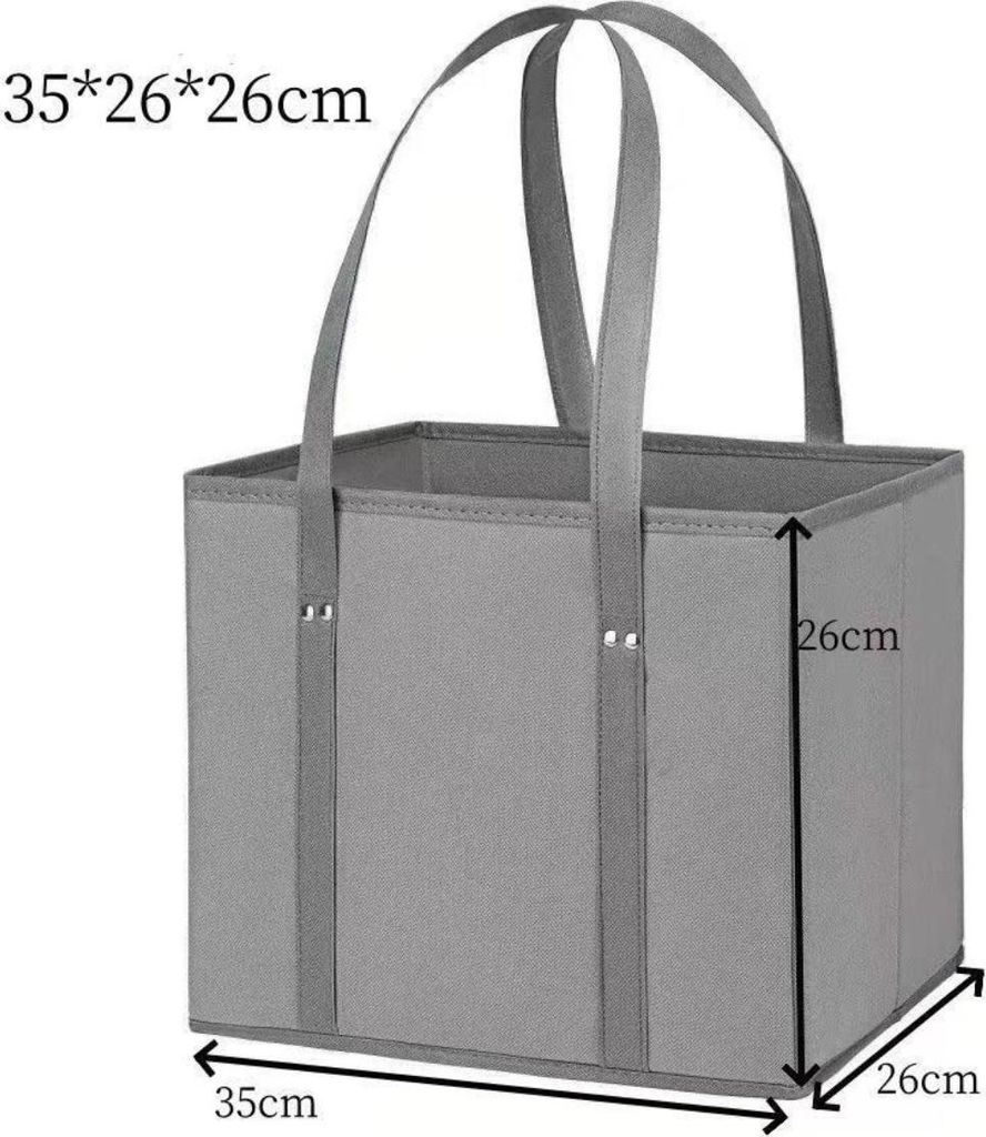 INF Faltbare Aufbewahrungsbox Vliesstoff Grau 35cm x 26cm x 26cm mit Griff