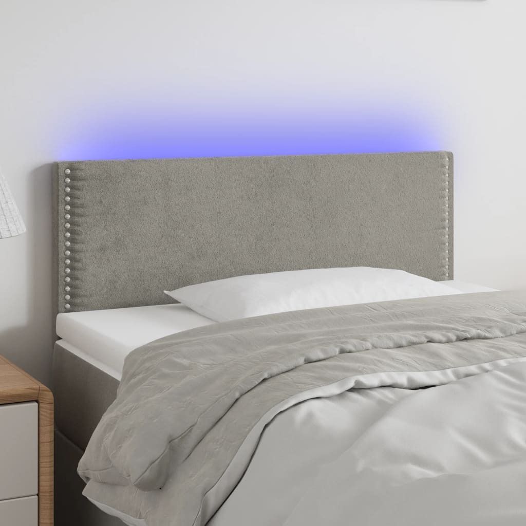 Best Möbel LED Kopfteil Hellgrau 100x5x78/88 cm Samt - Kopfteile CL3725687 2parcel