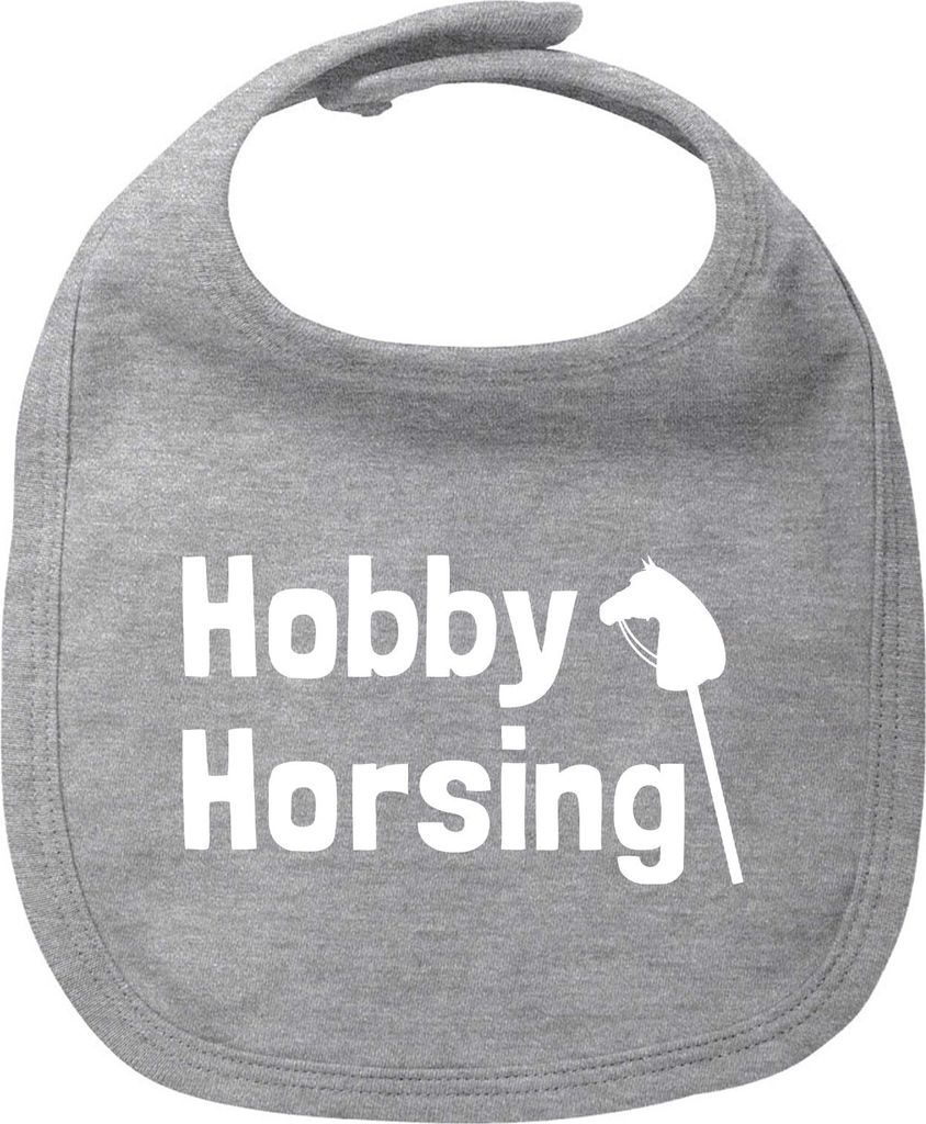 Huuraa Baby Lätzchen Hobby Horsing Steckenpferd Heather Grey Klettverschluss Baumwolle Latz Geschenkidee