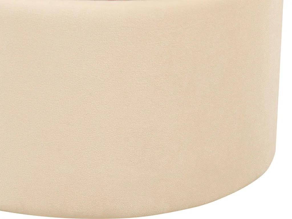 Tabourets coffres en velours clair avec détails rotin bohème