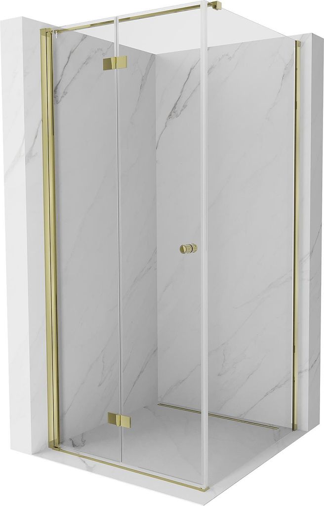 Mexen Mist-F T faltbare Duschkabine links 110 x 110 cm, transparent, gold - 8A6T-110-110-50-00-L