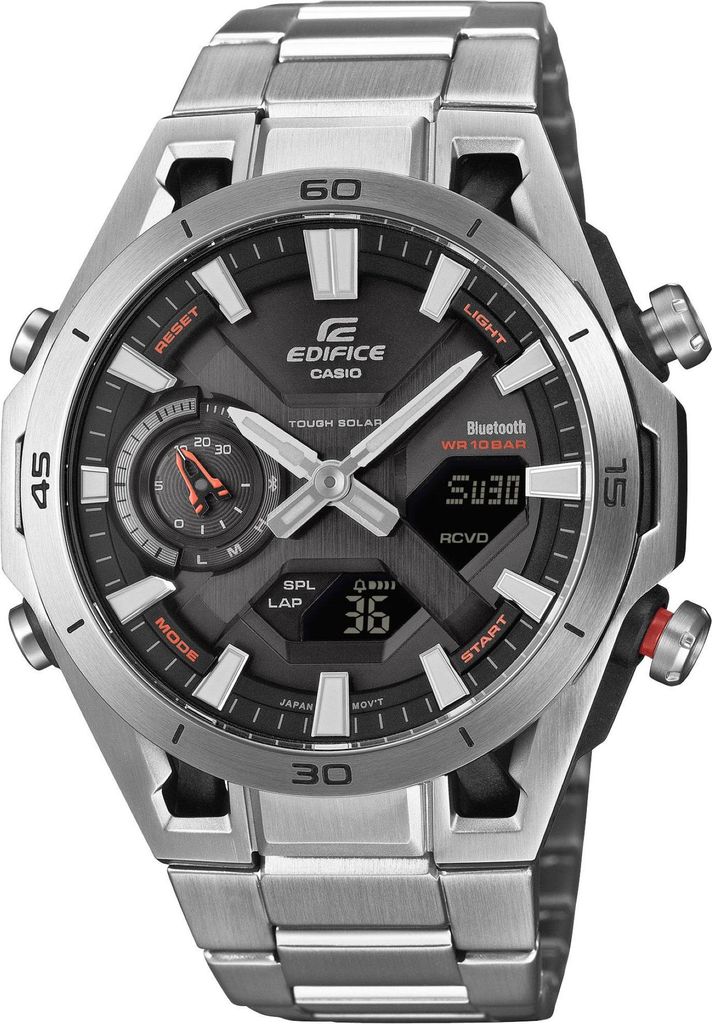 A close-up studio shot of a men's wristwatch.