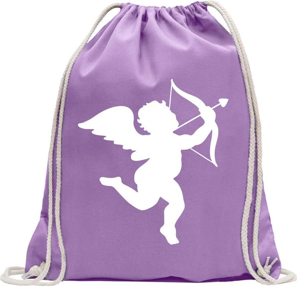 Kiwistar - Turnbeutel - lavendel - Engel Profil - Liebesengel - Amor - Fun Rucksack Sport Beutel Gymsack Baumwolle mit Ziehgurt