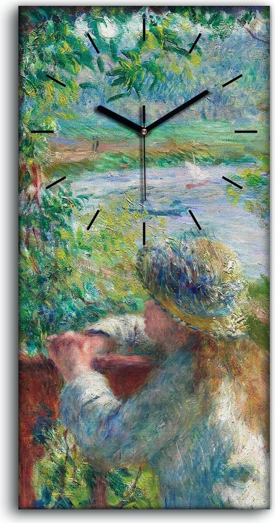 Küche Wohnzimmer Wand Leinwand Uhr 30x60 Gemälde Mann Kind Wald Bäume See Kunst - schwarze Hände