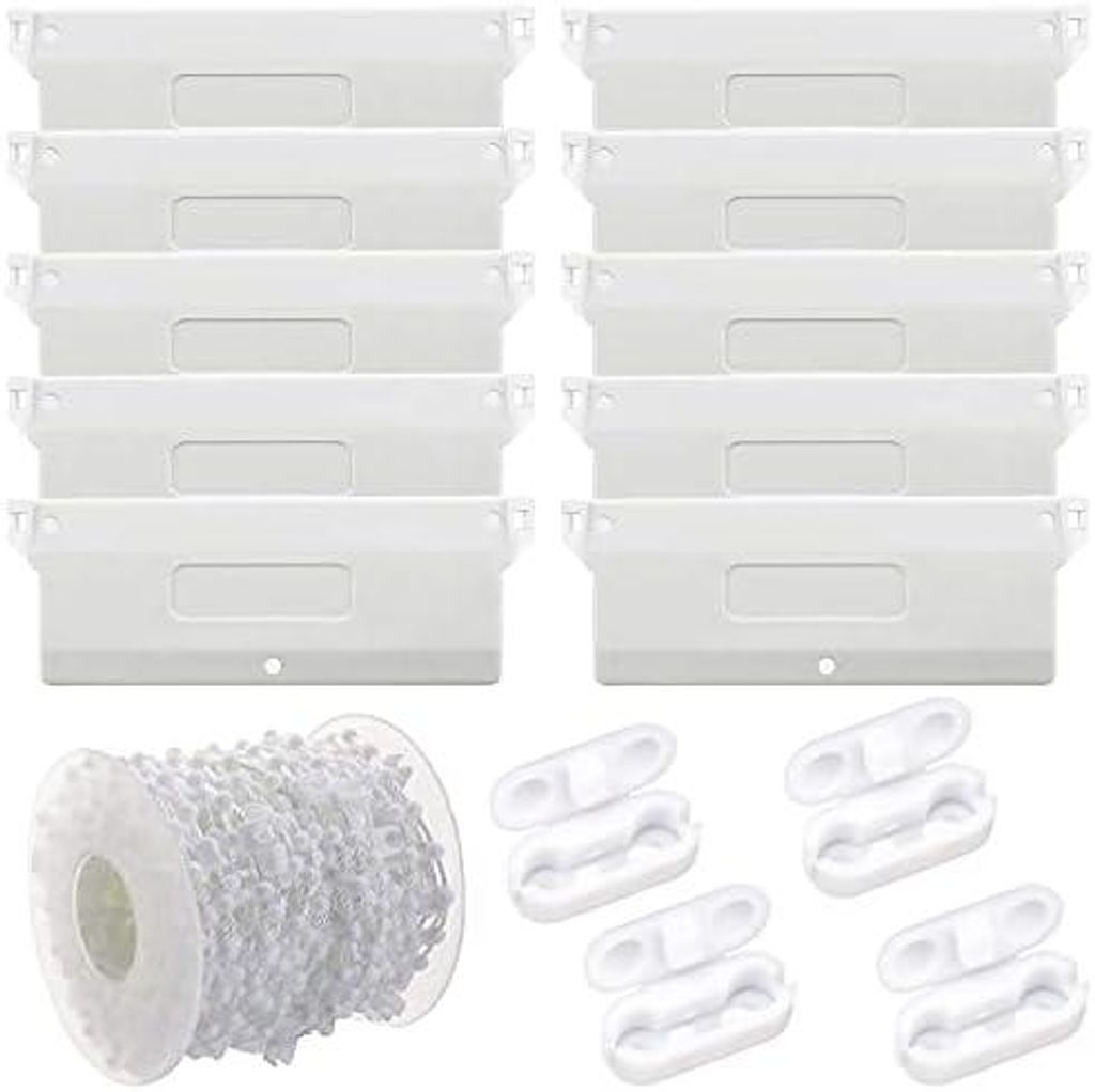 Lamellenvorhang Beschwerungsplatten 10 PCS Lamellenvorhang Ersatzteile 127mm mit 10m Kette Rollokette + 4 Kettenverbinder für Vertikaljalousie Gew...