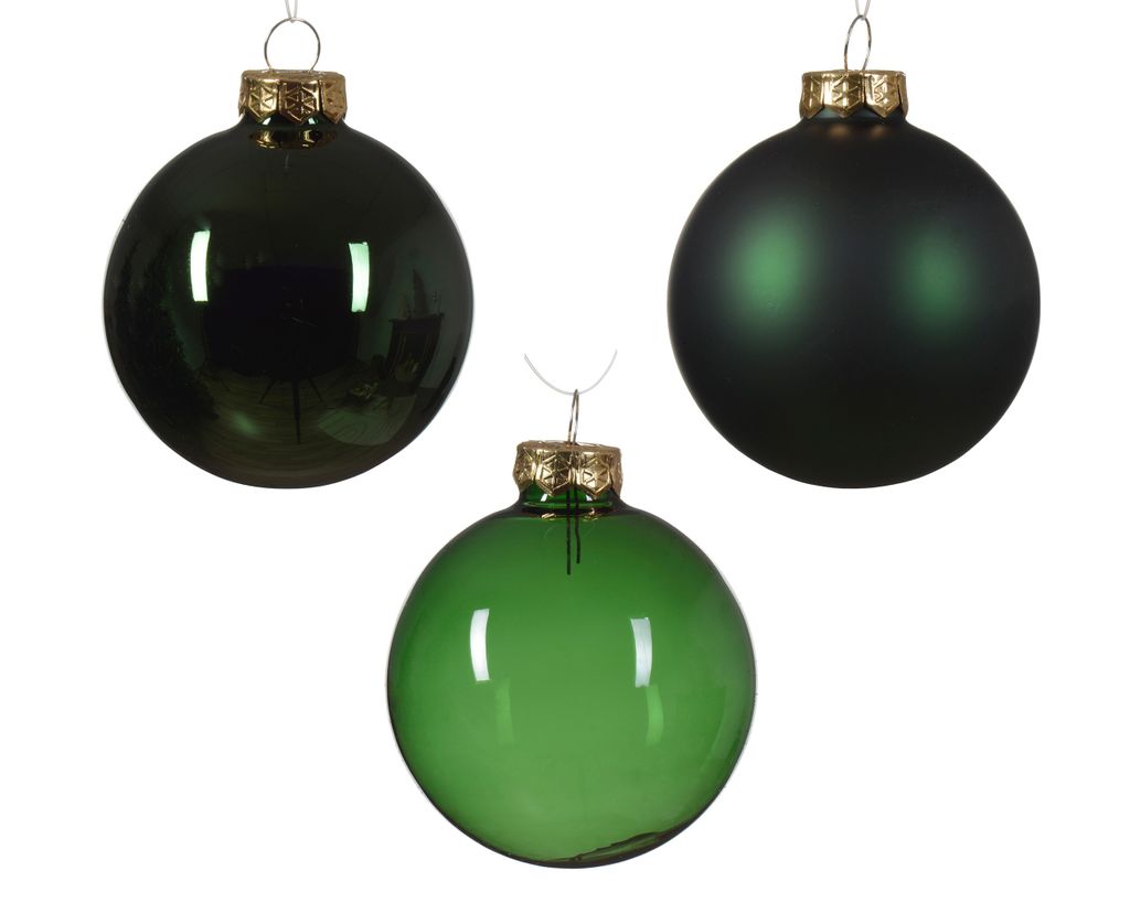 Weihnachtskugeln Glas 5-7cm 21er Set - Piniengrün Produktbild 