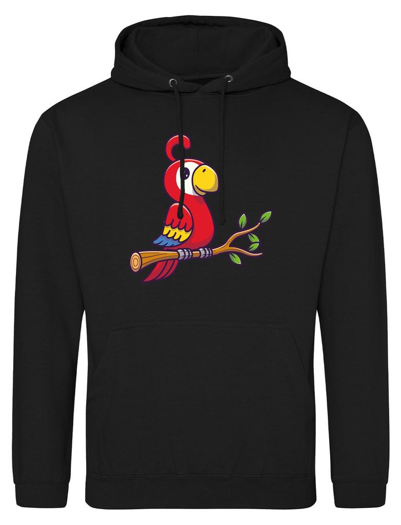 Huuraa Uni Hoodie Papagei Ara Comic M Deep Black Vegan Sweatshirt Geschenkidee