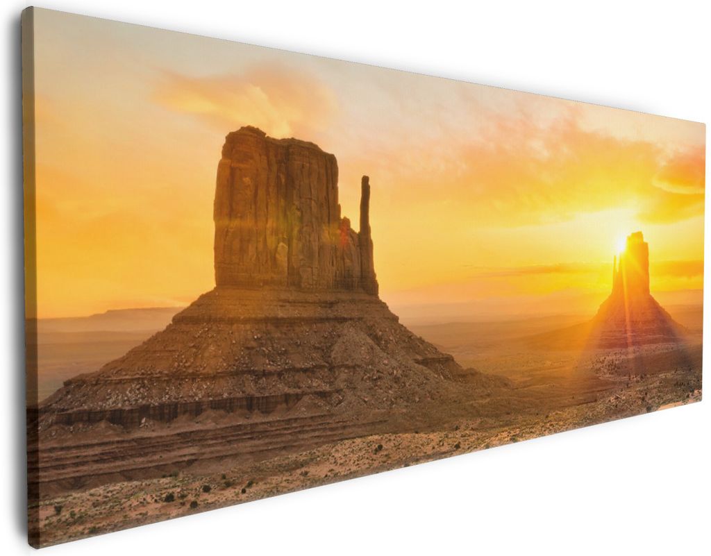 Wallario Premium Leinwandbild Monument bei Sonnenuntergang in Größe 60 x 150 cm