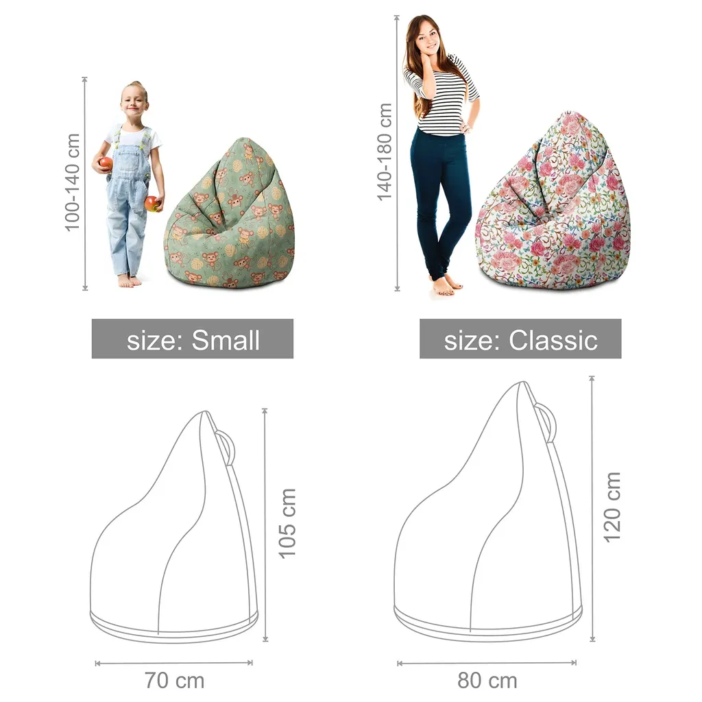 Offerta Dreamroots Bean Bag 120cm Botanical Pattern con Sgabello - 6