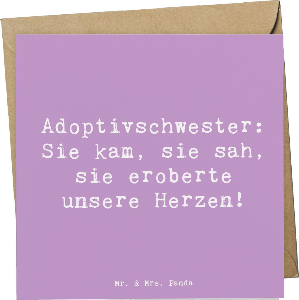 Mr. & Mrs. Panda Klappkarte Spruch Adoptivschwester Herz - Lavendeltraum - Geschenk, faltkarte, Liebe, Glückwunschkarte, Herzen, Grußkarte, Freud...