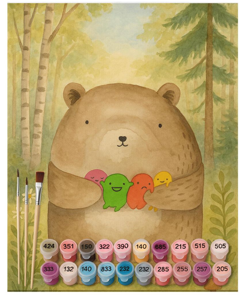 Mr. & Mrs. Panda Malen nach Zahlen Bär Gefühl Design 40 x 50 cm Ohne Rahmen - Weiß - Geschenk, malset, Wahnsinn, DIY, Teddy, set, Durchgedreht, ...