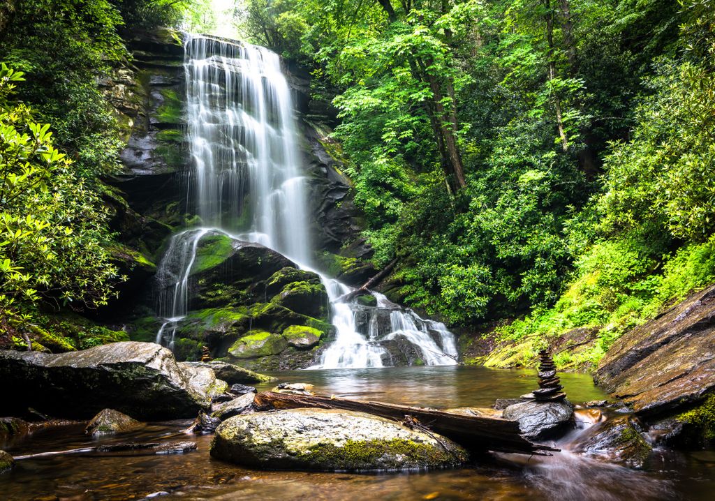 XXL Poster 100 x 70cm (S-834) Wasserfall im Gebirge Wasser Produktbild 