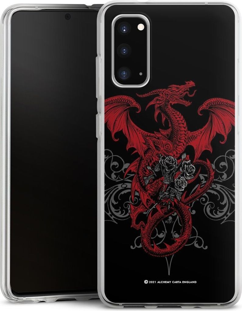 DeinDesign Handyhülle für Samsung Galaxy S20 Silikon Hülle Case Smartphone Schutzhülle Drache Gothic Rot