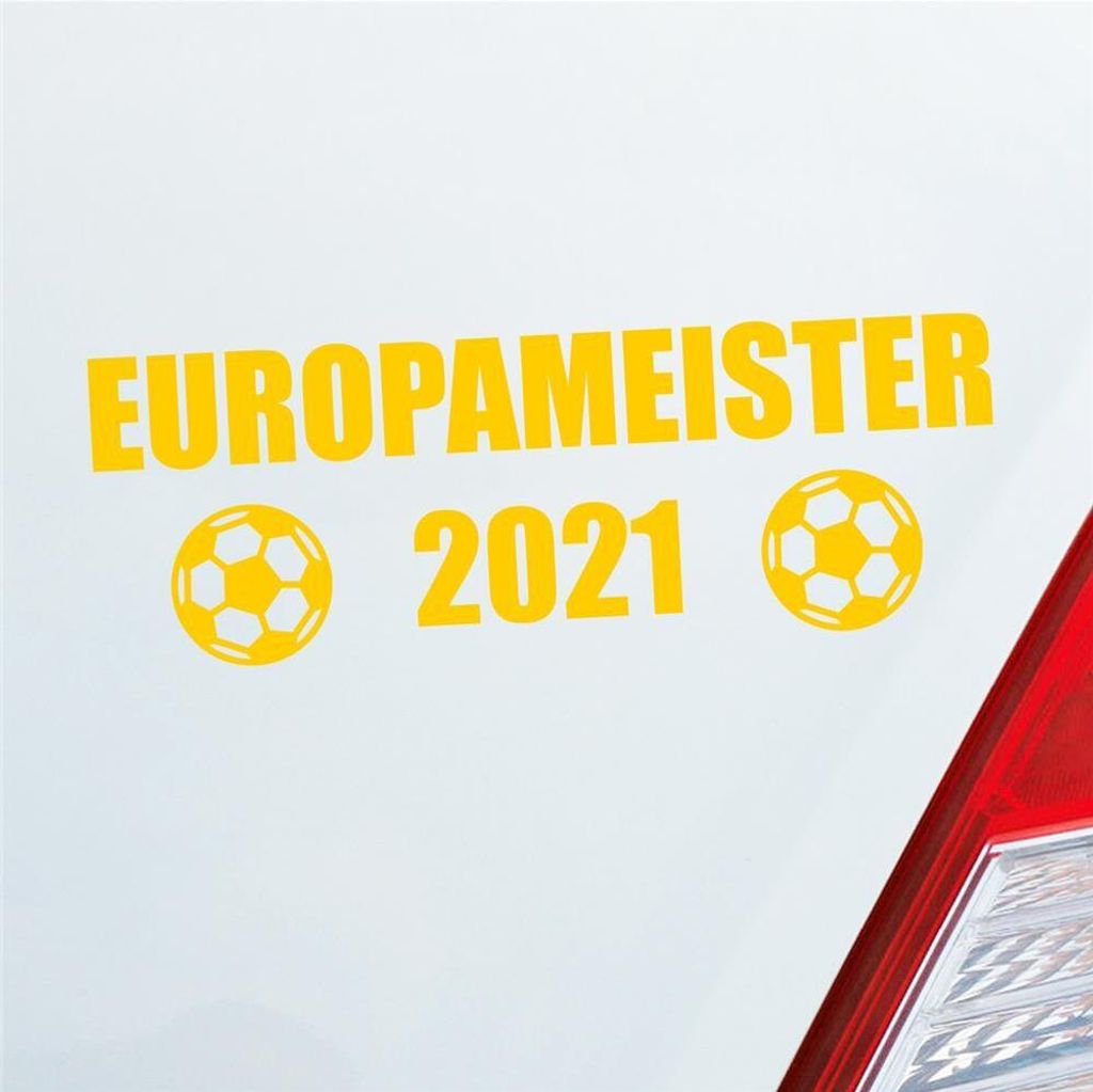Auto Aufkleber Fußball Europameister 2021 Ball 19x7 cm Gelb Sticker Heckscheibenaufkleber