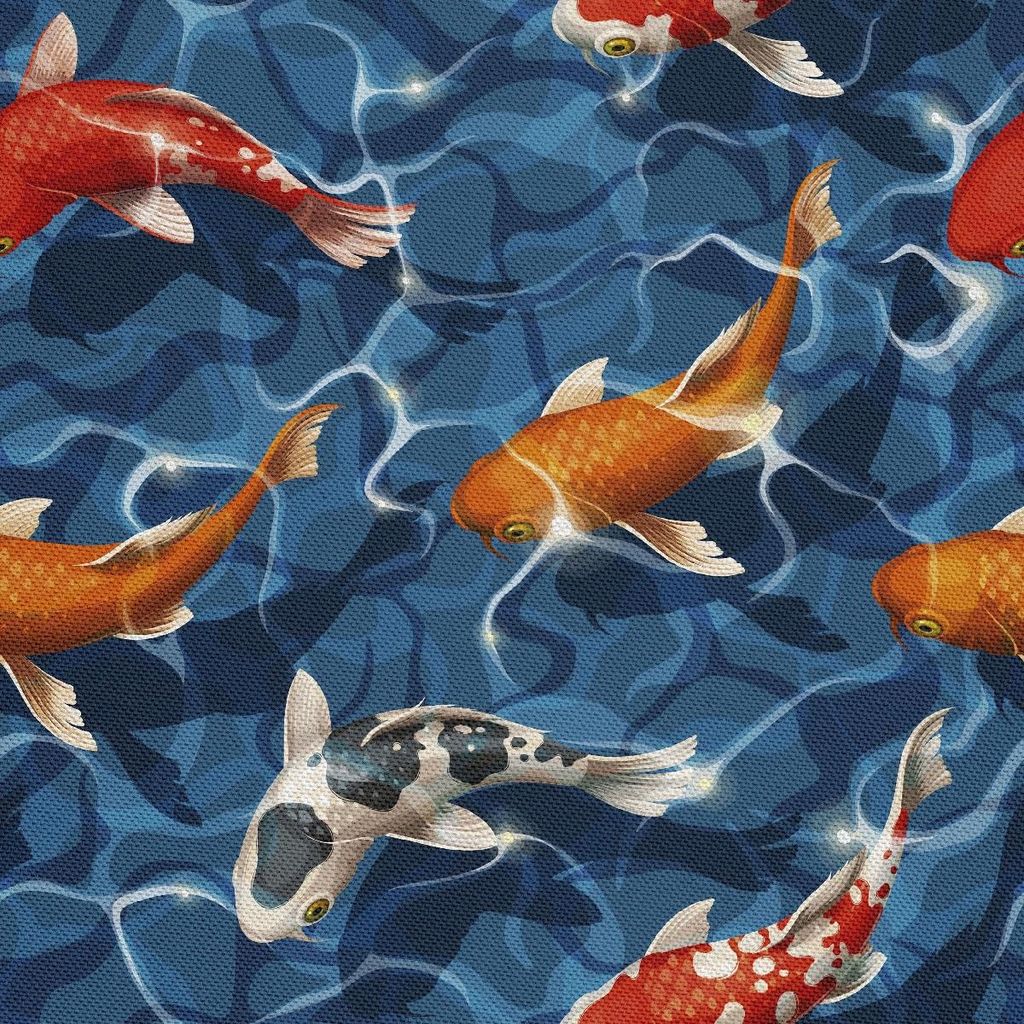 OUTDOOR DEKOSTOFFE OXFORD - Motiv Koi-Karpfen im Wasser I DX497