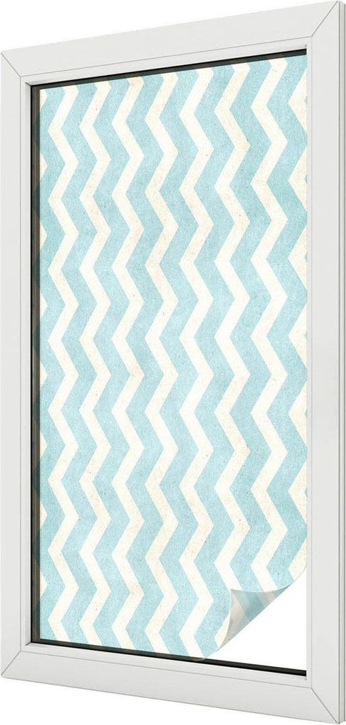 Buntglas Fensterfolie – 100x100 cm – Stained-Glass Design – blickdichte dekorative Sichtschutzfolie – selbstklebend, UV-Schutz – Blauer Z...
