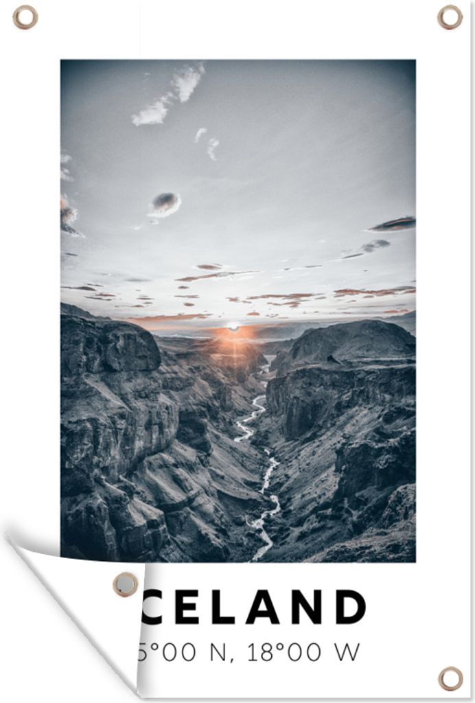 MuchoWow 40x60 cm Outdoor-Poster Gartendeko Sichtschutz Garten Poster für den Garten Island - Berge - Sonnenuntergang