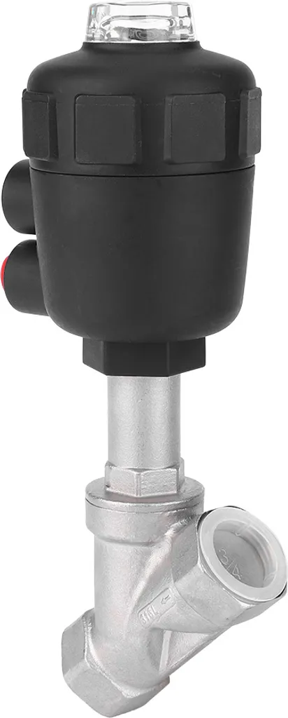 Vanne à siège incliné pneumatique DN25 en inox pour vapeur et gaz