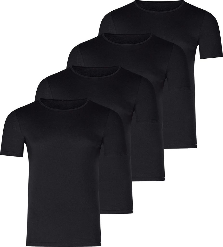Skiny 4er Pack Unterhemd / Shirt Kurzarm Unterhemd / Shirt Kurzarm T-Shirt mit Rundhalsausschnitt, Körpernaher Passform, Strapazierfähig, pflegel...