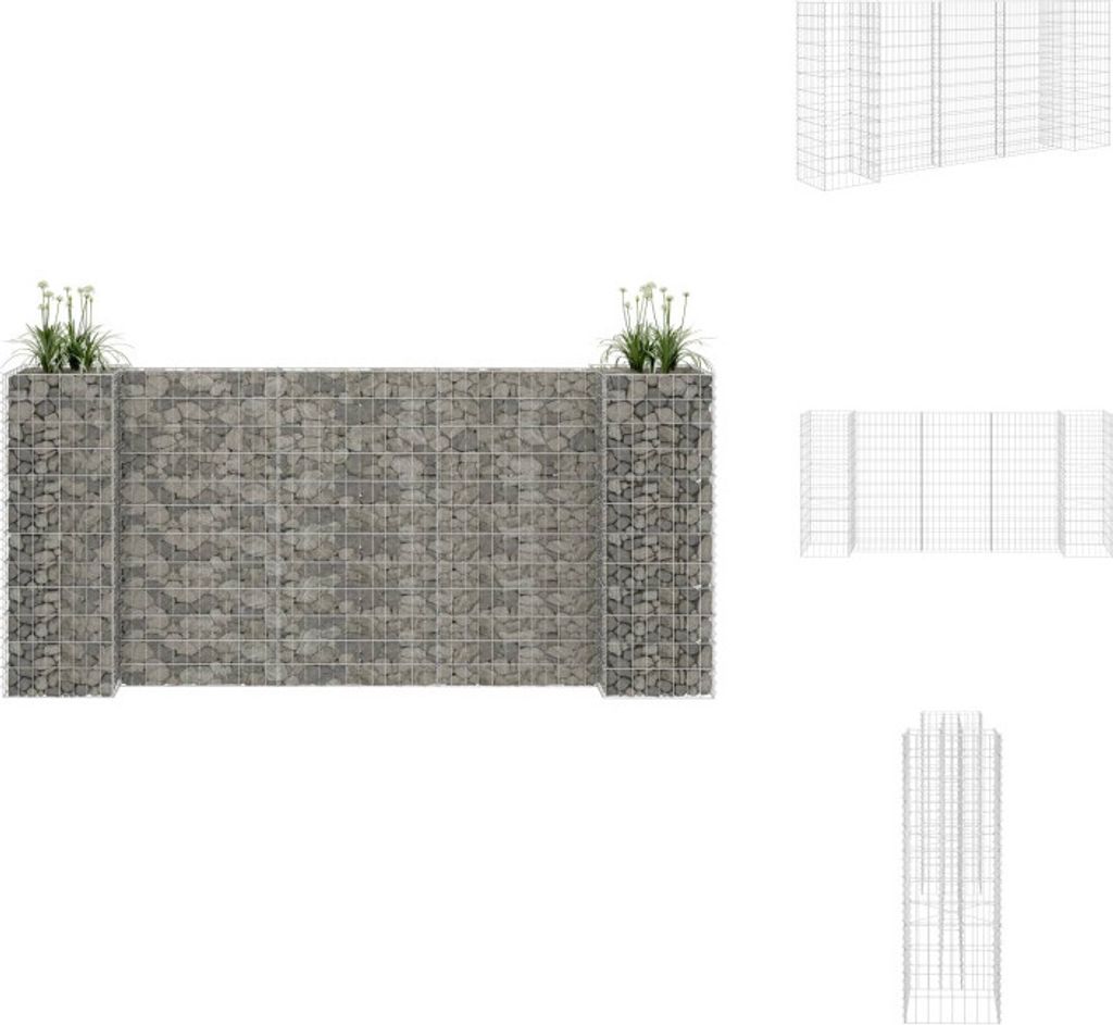 vidaXL H-förmiger Gabionen-Pflanzkorb Stahldraht 260x40x120 cm - Blumentöpfe & Pflanzgefäße